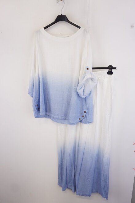 Garde-robe - Twin-set - Wit-blauw