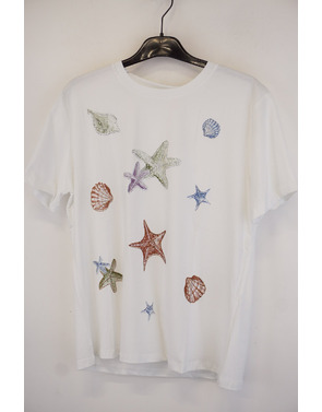 Garde-robe - T-shirt - Wit-blauw