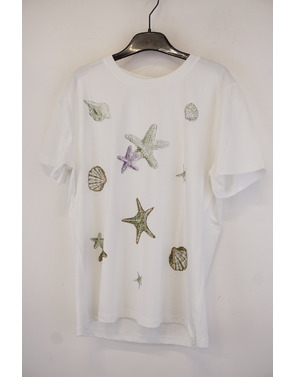 Garde-robe - T-shirt - Groen-ecru