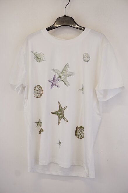 Garde-robe - T-shirt - Groen-ecru