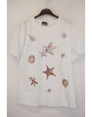 Garde-robe - T-shirt - Wit-bruin