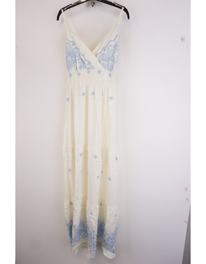 Garde-robe - Lang kleed - Wit-blauw