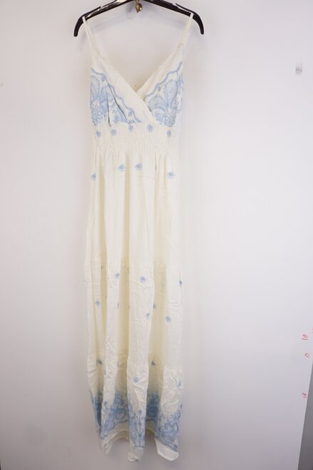 Garde-robe - Lang kleed - Wit-blauw