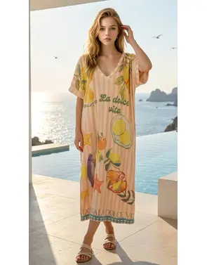 Garde-robe - Lang kleed - Roze-beige