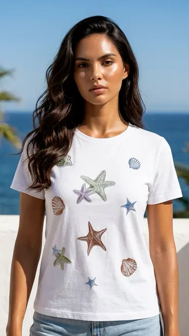 Garde-robe - T-shirt - Wit-bruin