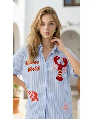 Garde-robe - Tuniek - Wit-blauw