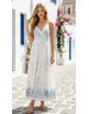 Garde-robe - Lang kleed - Wit-blauw