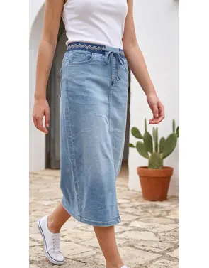 Garde-robe - Halflange Rok - Jeans licht
