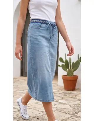 Garde-robe - Halflange Rok - Jeans licht