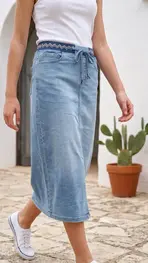 Garde-robe - Halflange Rok - Jeans licht