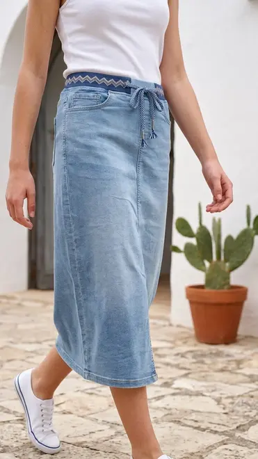 Garde-robe - Halflange Rok - Jeans licht
