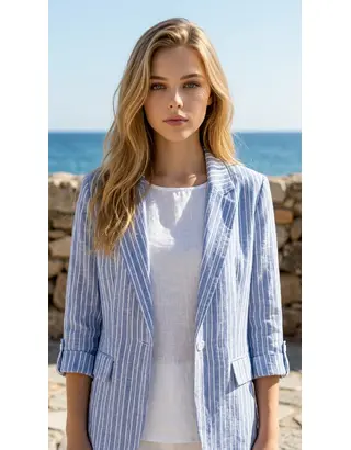 Garde-robe - Blazer - Wit-blauw