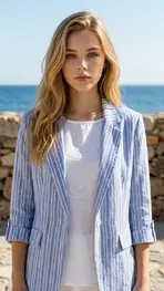 Garde-robe - Blazer - Wit-blauw