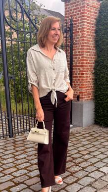 Linnen blouse dames beige 