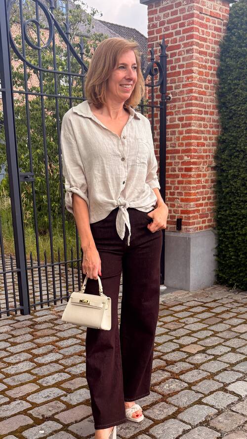 Linnen blouse dames beige 