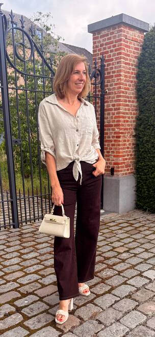 Linnen blouse dames beige 