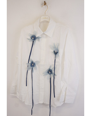 Garde-robe - Blouse - Wit-blauw