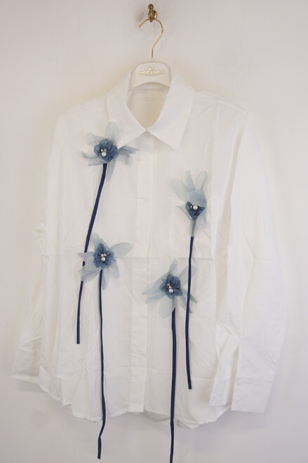 Garde-robe - Blouse - Wit-blauw