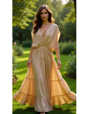 Garde-robe - Lang kleed - Camel