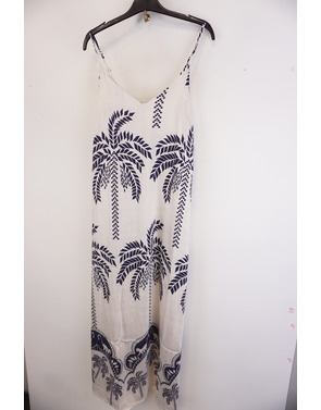Garde-robe - Lang kleed - Wit-blauw