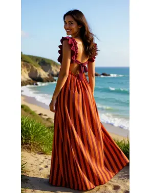 Garde-robe - Lang kleed - Donker oranje