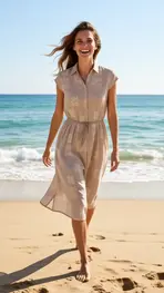 Garde-robe - Halflang Kleedje - Beige