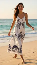 Garde-robe - Lang kleed - Wit-blauw
