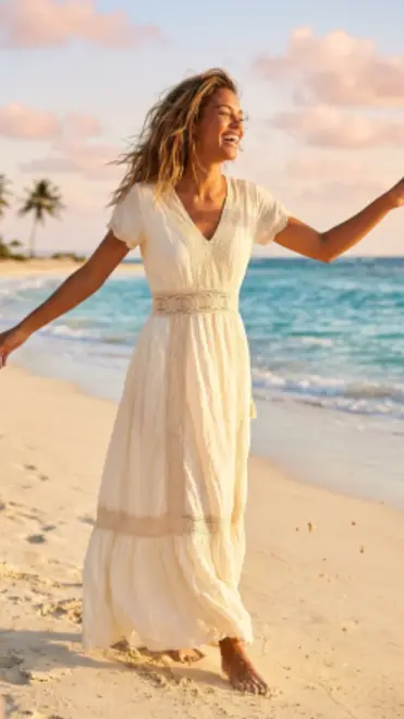 Garde-robe - Lang kleed - Ecru