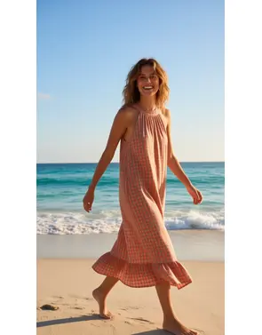 Garde-robe - Lang kleed - Groen-roze