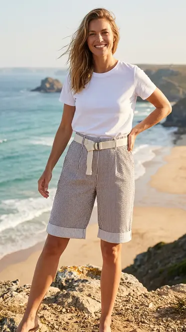Garde-robe - Short - Wit-bruin
