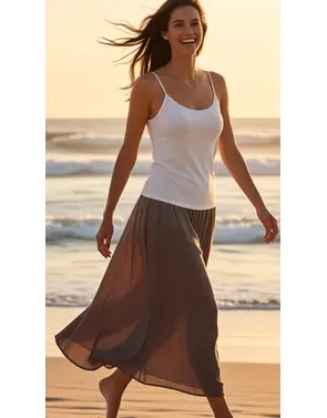 Garde-robe - Lange Rok - Taupe