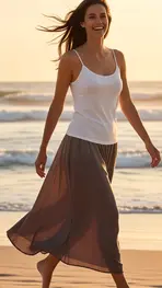 Garde-robe - Lange Rok - Taupe