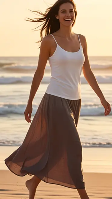 Garde-robe - Lange Rok - Taupe