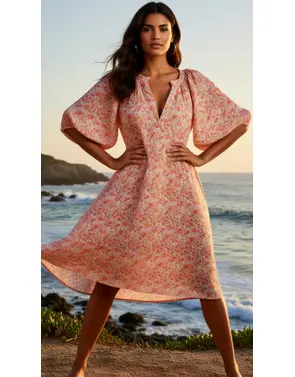 Garde-robe - Kort Kleedje - Fushia-oranje