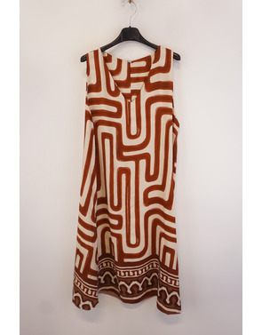 Garde-robe - Halflang Kleedje - Wit-bruin