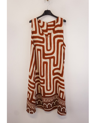 Garde-robe - Halflang Kleedje - Wit-bruin