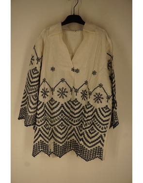 Garde-robe - Blouse - Wit-blauw
