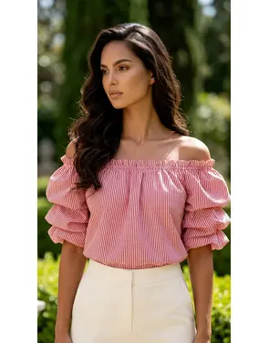 Garde-robe - Blouse - Wit-rood