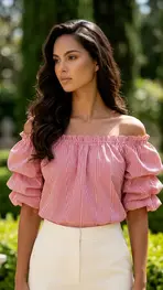 Garde-robe - Blouse - Wit-rood
