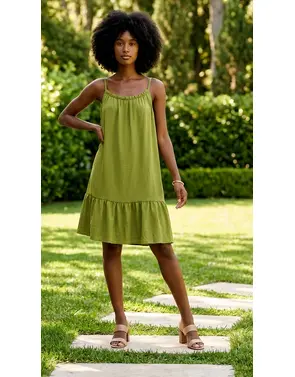 Garde-robe - Kort Kleedje - Olijf-groen