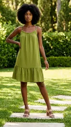 Garde-robe - Kort Kleedje - Olijf-groen