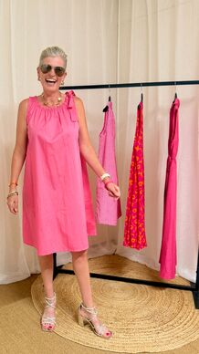 Fuchsia Jurk met Schouderstrik