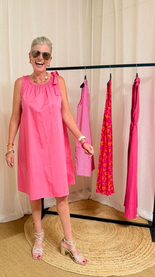 Fuchsia Jurk met Schouderstrik
