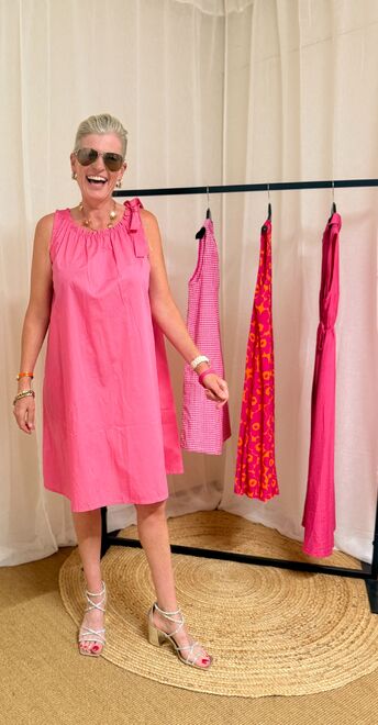Fuchsia Jurk met Schouderstrik