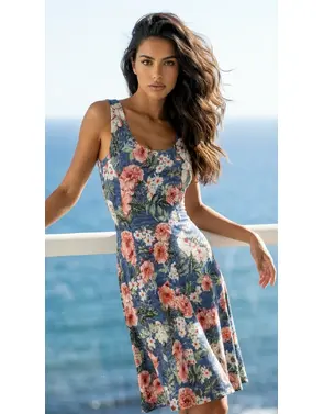 Garde-robe - Kort Kleedje - Blauw-roze