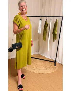 Garde-robe - Lang kleed - Olijf-groen