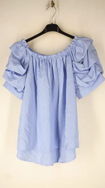 Garde-robe - Blouse - Wit-blauw