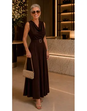 Garde-robe - Lang kleed - Donker bruin