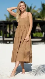 Garde-robe - Lang kleed - Camel
