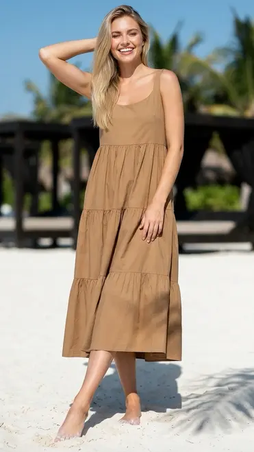 Garde-robe - Lang kleed - Camel